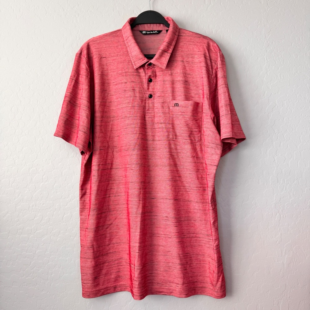 Travis Mathew Polo Shirt Mens XXL Red Heathered Short Sleeve Golf Casual